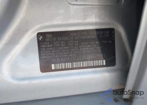 2010 BMW 328I xDrive из США, поврежденный, VIN WBAPK7C55AA461891